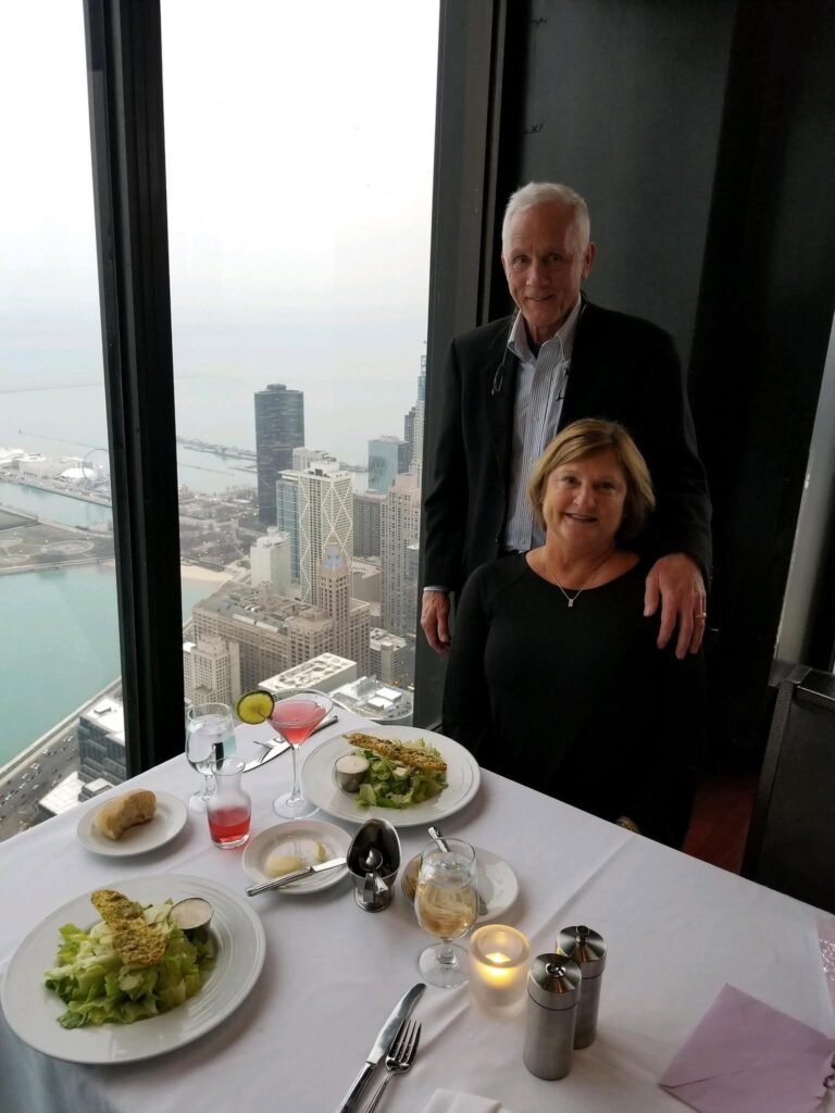Kyle and Phyllis at dinner