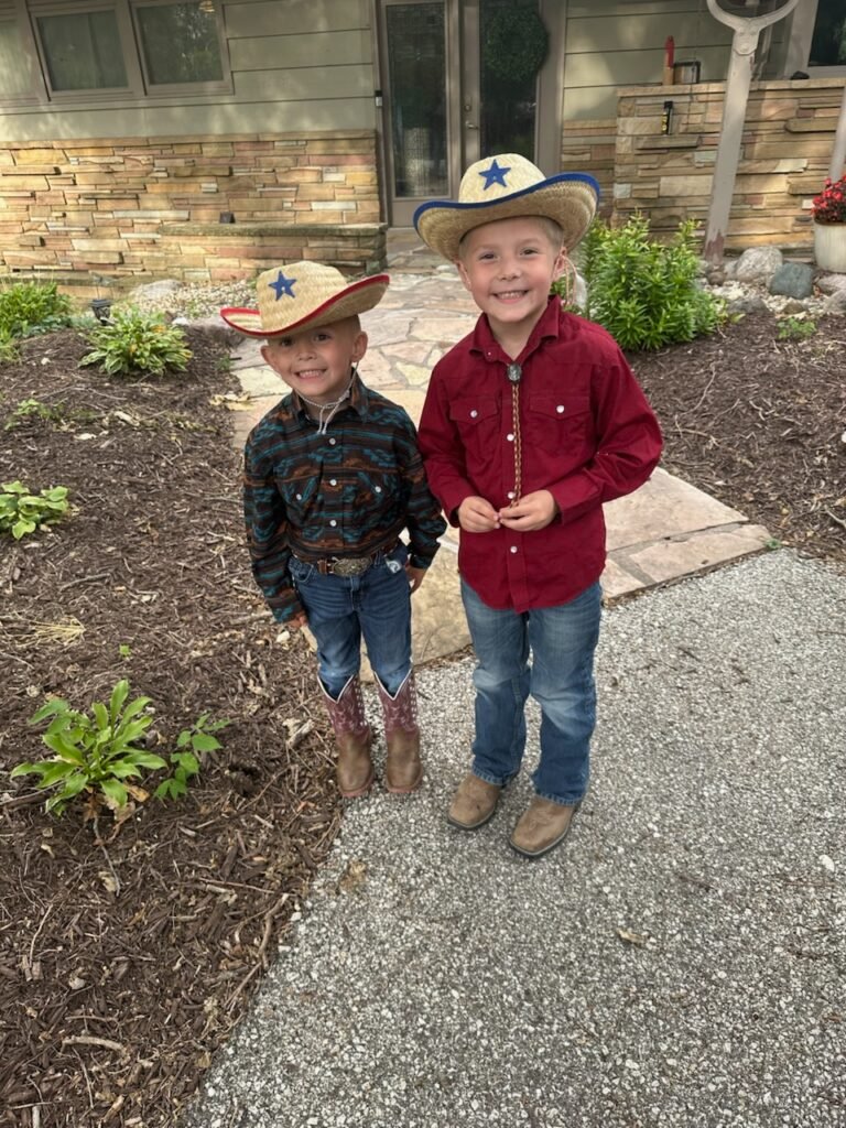 The grandkids in their cowboy hats